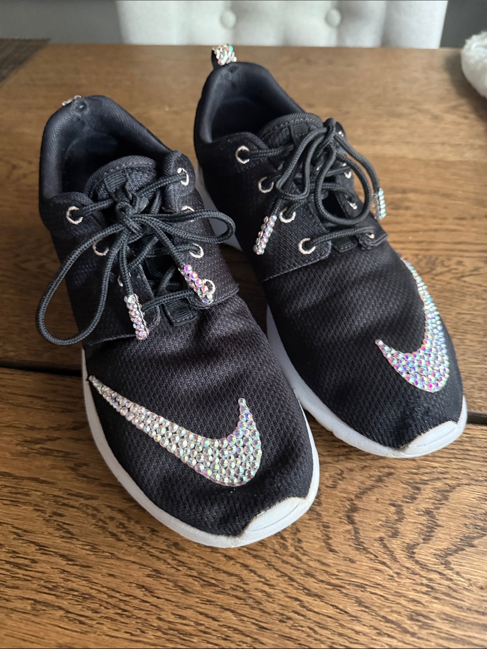 ✨Nike Black Rhinestone Swoosh Sneakers with Iridescent Crystals✨